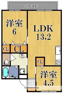 ルミエールC棟【1階】の間取り