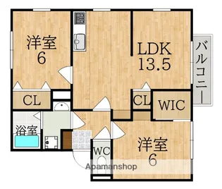 エステートピア学園前D【2階】の間取り