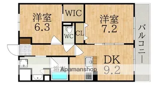 ケーテラスあやめ池【2階】の間取り