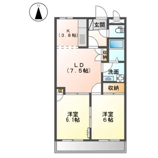 ラ・ルミエールB【102号室】の間取り