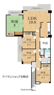 ローレル東生駒【511号室】の間取り
