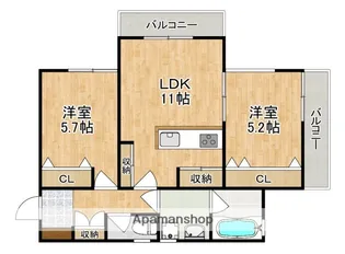 アモール三条大路【2階】の間取り