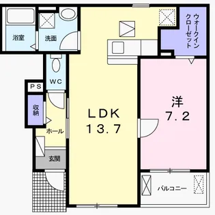 ペルシェ ドゥ【1階】の間取り