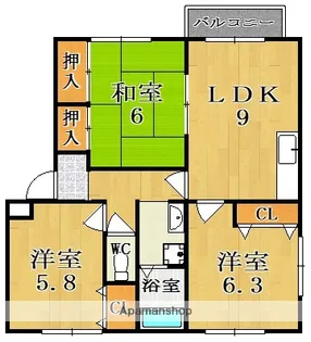 ディアコートモリオカI【2階】の間取り