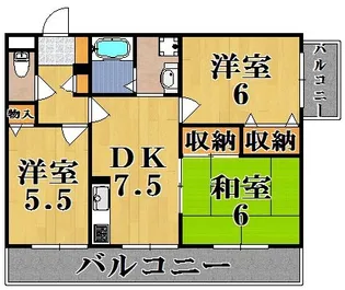 バーベナ光台F棟【1階】の間取り