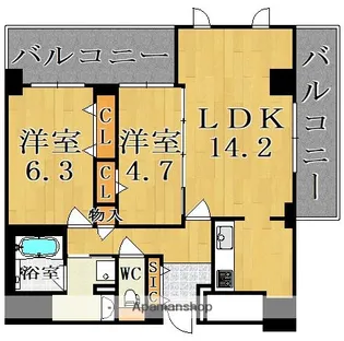 奈良県奈良市三条桧町【マンション】の間取り