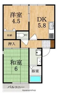 カワゼハイツ桜ヶ丘2【2階】の間取り