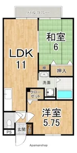 サンクコール朝和A棟【1階】の間取り