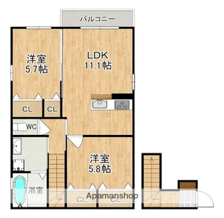 ラシーネ芝辻ルーチェ【2階】の間取り