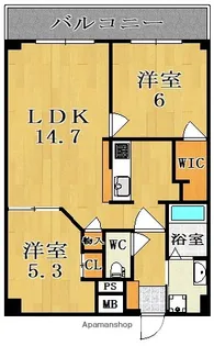 2LDKの間取り画像
