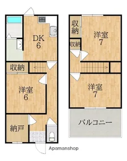 奈良県奈良市富雄北1丁目【テラスハウス】の間取り