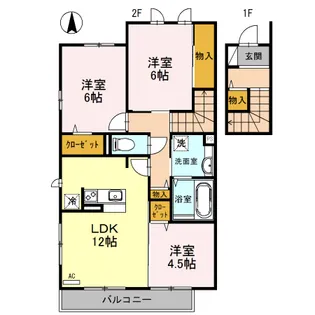 カーサひまわりA【2階】の間取り