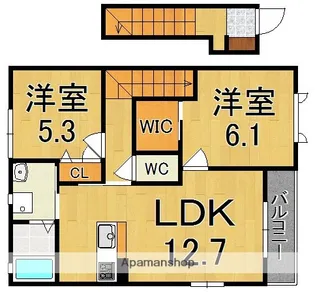 サニーサイド F棟【2階】の間取り