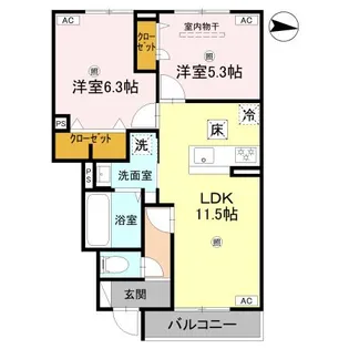 アムフル【1階】の間取り