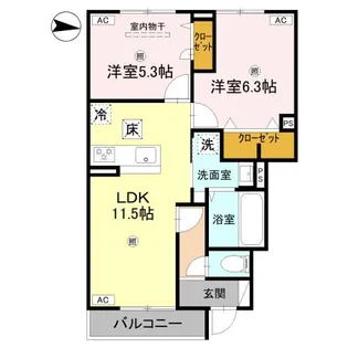 アムフル【1階】の間取り