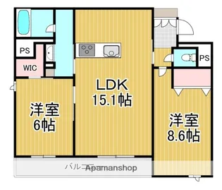 シャーメゾン オークルート五位堂【2階】の間取り