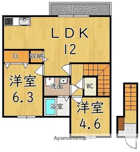 エスペランサ二上【2階】の間取り