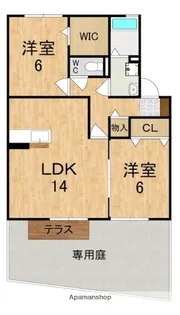 ディーグラフォート上牧【1階】の間取り