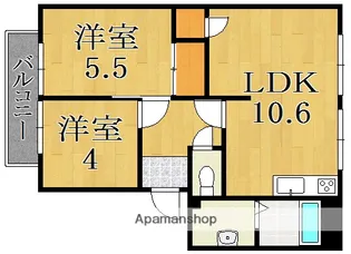 ディアスB棟【2階】の間取り