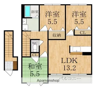ラフィナートB【2階】の間取り