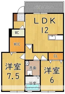 メナス二上【1階】の間取り