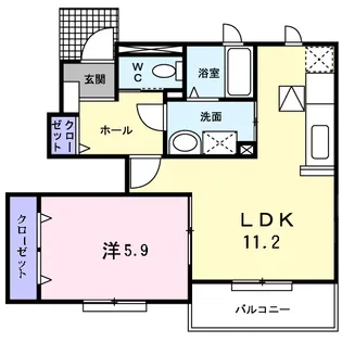 1LDKの間取り画像