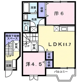 EAST WING FK【202号室】の間取り