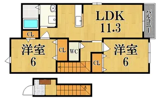プチシャトーE棟【2階】の間取り