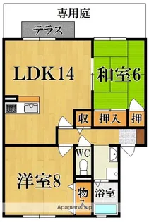 プレミール秋篠II【1階】の間取り