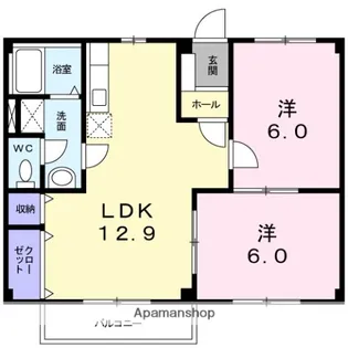 ブランドール土谷2【1階】の間取り