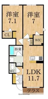 シャルムソレイユ【1階】の間取り