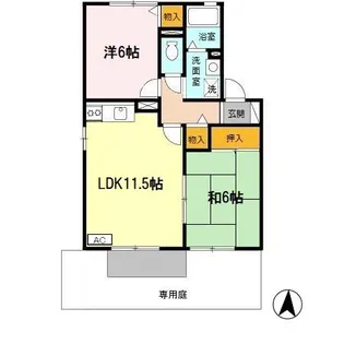 セジュールS B棟【1階】の間取り