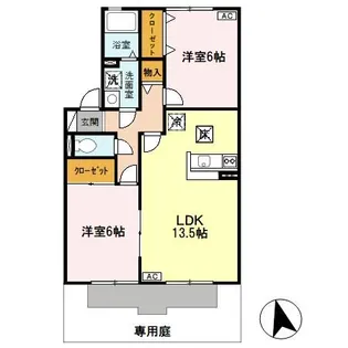 グリーンヴィレッジあい B棟【1階】の間取り