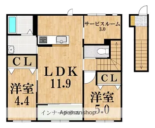 橿原市十市町アパート新築工事【2階】の間取り