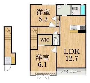 ラ・メゾン柿の木A【2階】の間取り