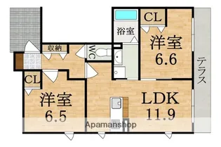 シャーメゾン紀寺 B棟【1階】の間取り