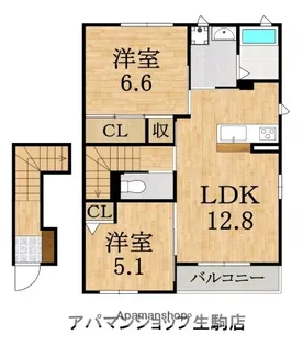 グランヒルミワA棟【2階】の間取り