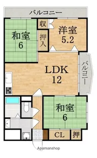 インペリアル東生駒【2階】の間取り