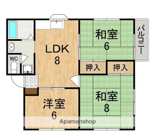 ハイツいかるが法隆寺【202号室】の間取り