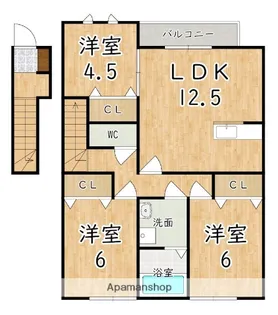 メナス二上【2階】の間取り