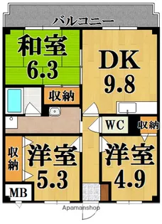 サニーコート西真美【6階】の間取り