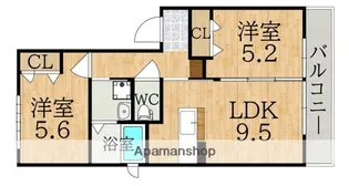 ル・コトーあやめ池【3階】の間取り