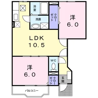 2LDKの間取り画像