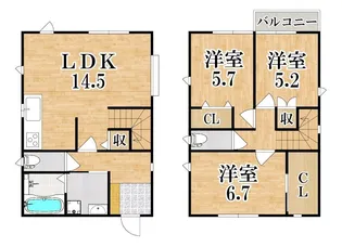 奈良県北葛城郡広陵町馬見北5丁目【一戸建】の間取り