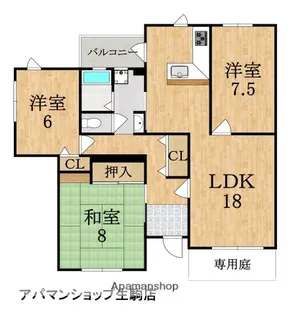 エスパース・ドゥ・帝塚山【103号室】の間取り