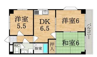 グレースコーポ東生駒【3階】の間取り