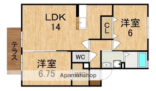 ヴィルヌーブB棟【2階】の間取り