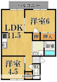 ハイツ茶殿【1階】の間取り
