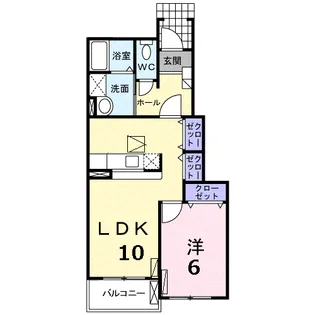 プリべ ドゥース【1階】の間取り