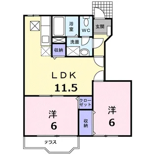 シャトーローリエC【1階】の間取り